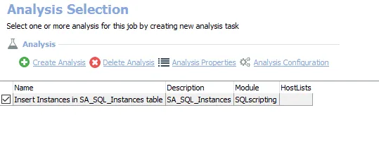 Analysis Selection
