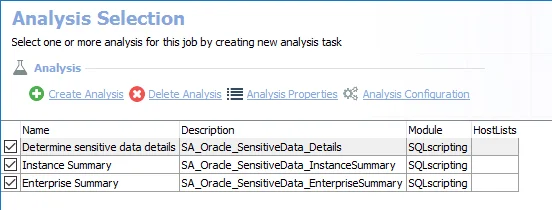 Analysis Selection