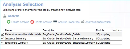 Analysis Selection