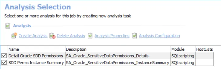 Analysis Selection