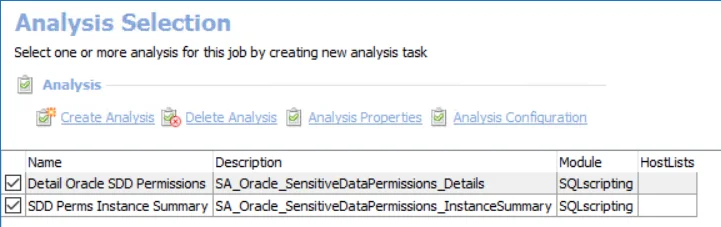 Analysis Selection