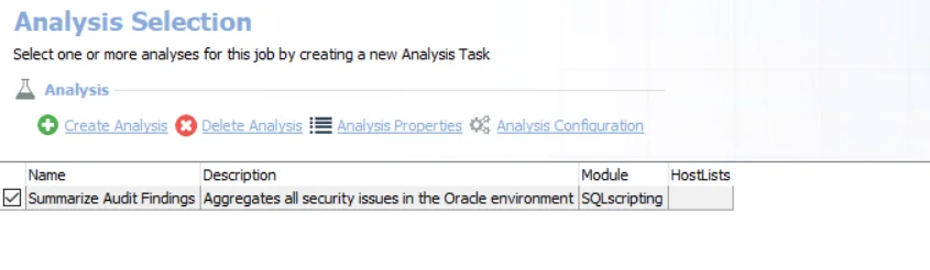 Analysis Selection