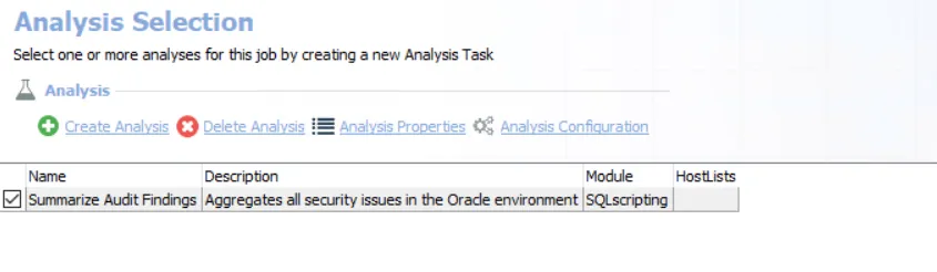 Analysis Selection