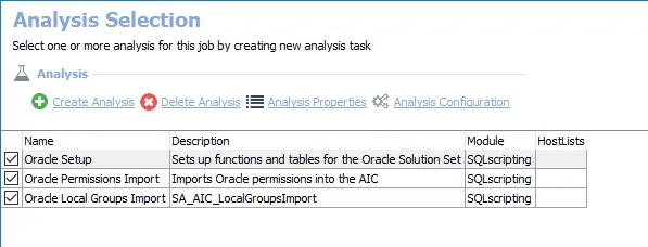 Analysis Selection