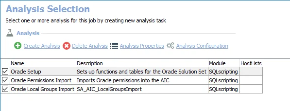 Analysis Selection