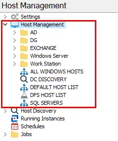Host Management Node in the Jobs Tree