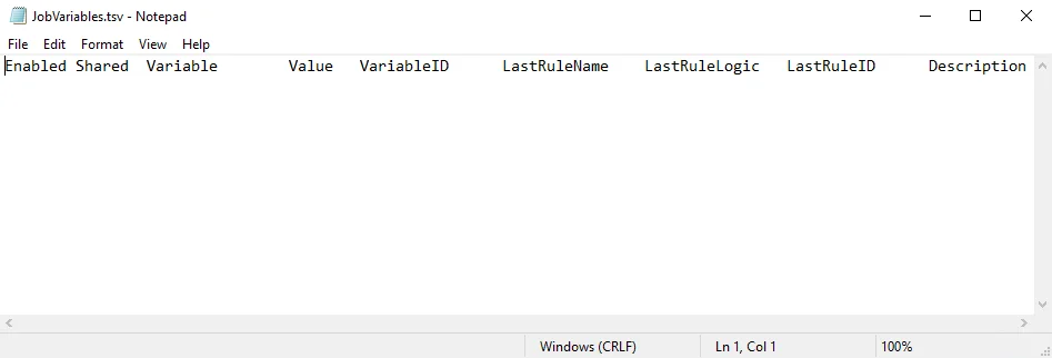 JobVariables TSV file