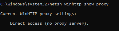 netsh winhttp show proxy output