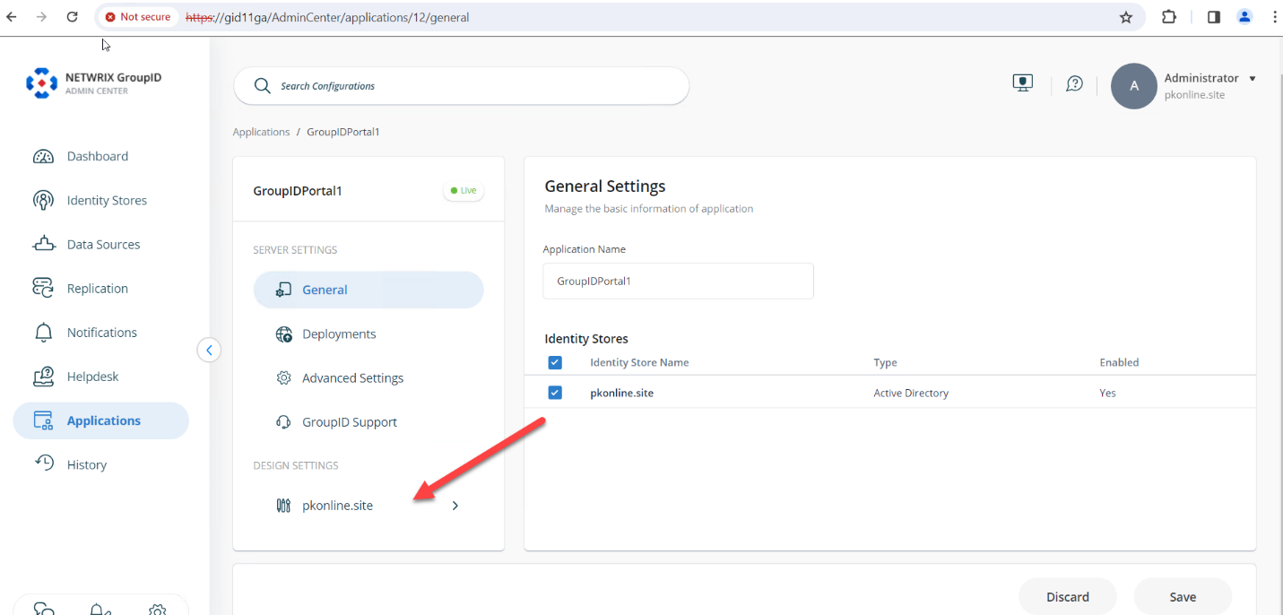 Design Settings section in Netwrix Directory Manager Admin Portal