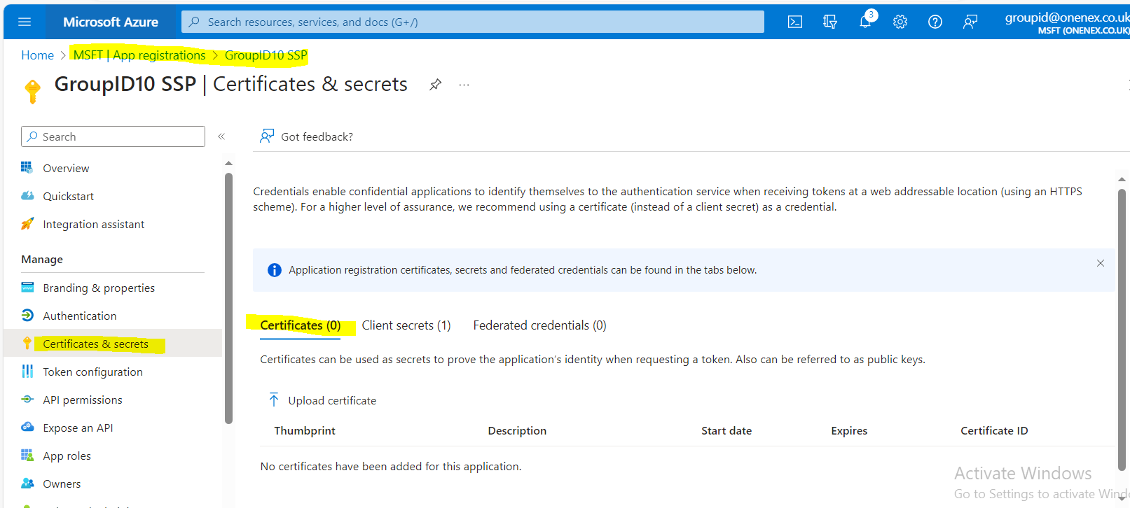 SSL certificate details screen