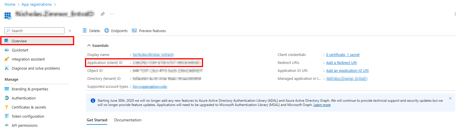 Application client ID