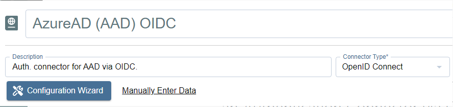 Authentication Connector creation dialog with OpenID Connect selected