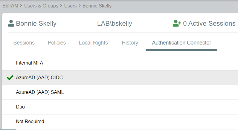 Authentication Connector assignment in Users &amp; Groups page