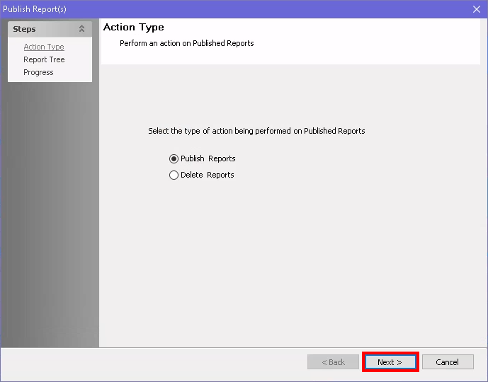Navigation and publishing actions in Access Analyzer