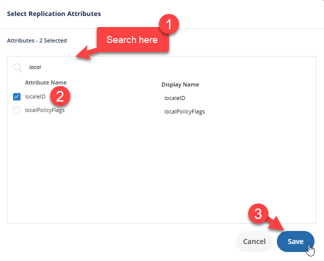 Searching for attributes in Replication Settings in Directory Manager 11