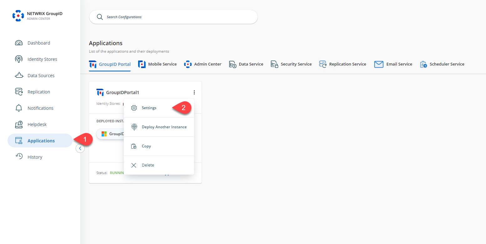 Portal settings in Directory Manager Admin Center
