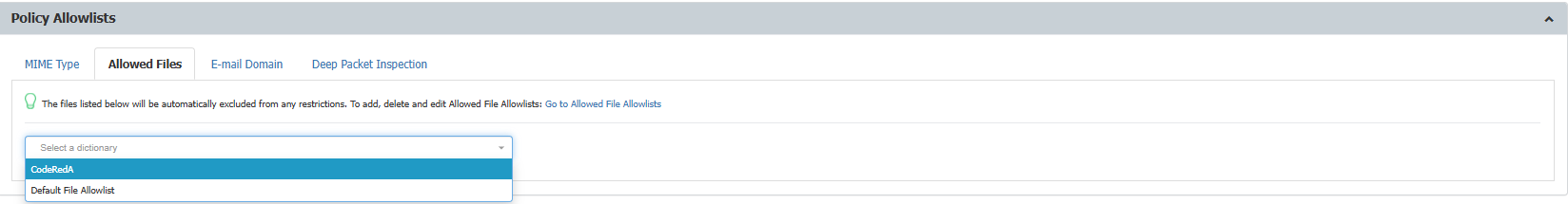 Assigning Allowed File allowlist to a CAP policy