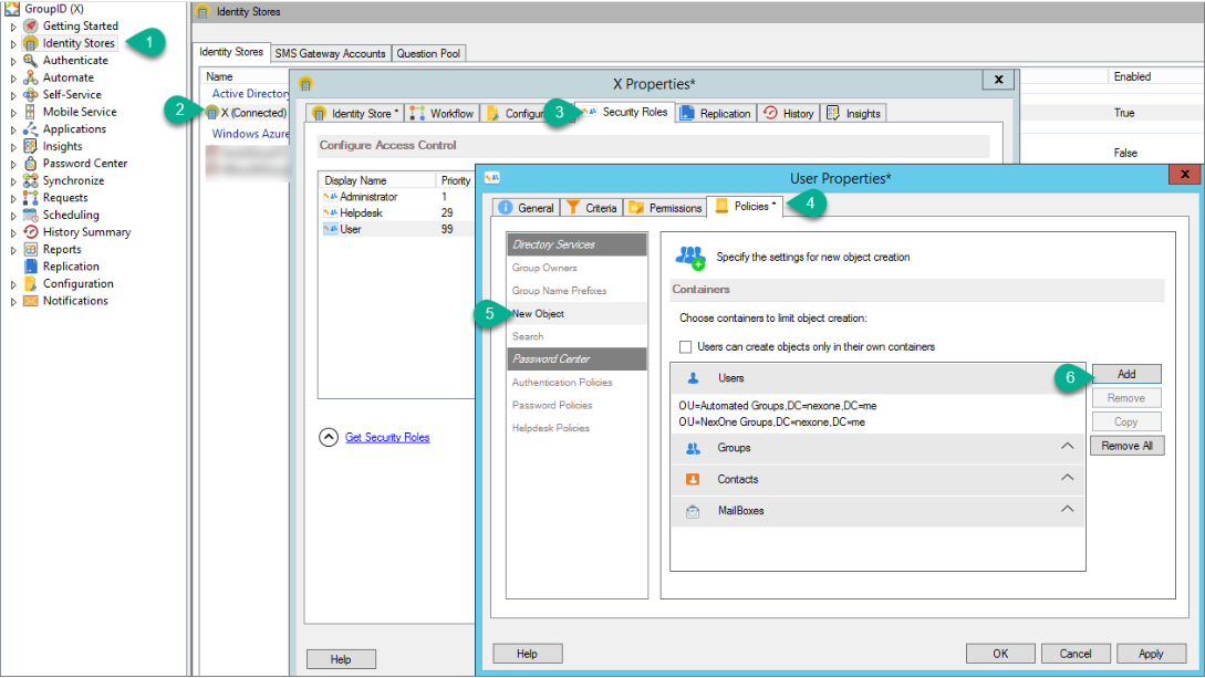 New Object policy configuration in Directory Manager