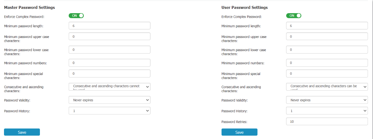 Password complexity settings for Enforced Encryption