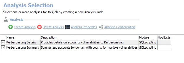 Analysis Tasks for the AD_KerberoastingRisk Job