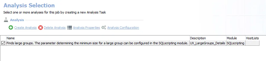 Analysis Tasks for the UX_LargeGroups Job