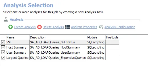 Analysis Tasks for the AD_LDAPQueries Job