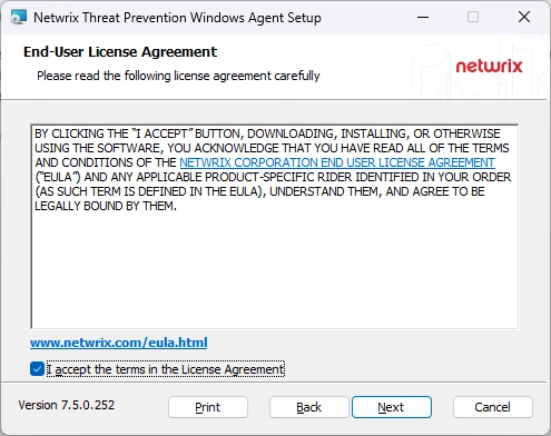 End-User License Agreement Page