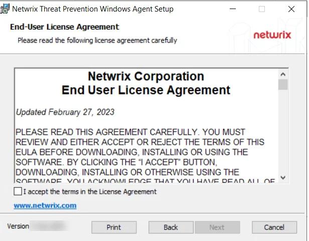 End-User License Agreement Page