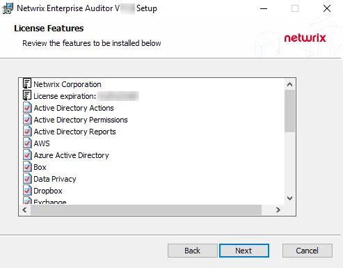 License Features page