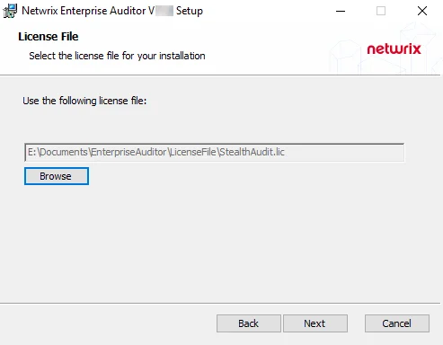 License File page with mapped file