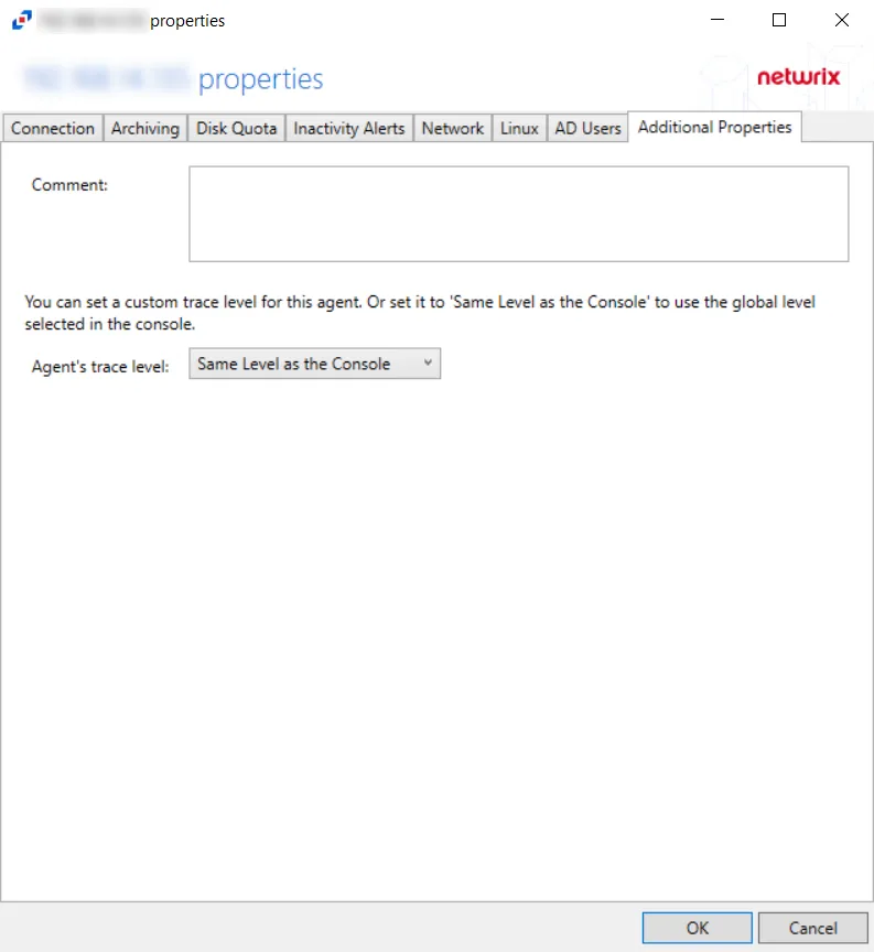 Linux Agent Additional Properties Tab