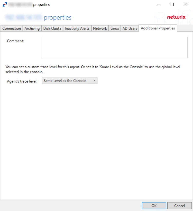 Linux Agent Additional Properties Tab