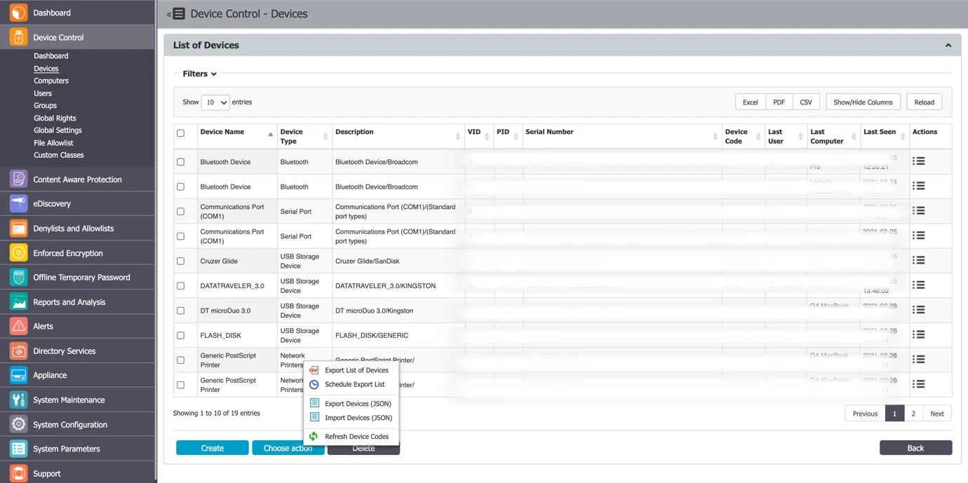 Initiate the manual generation of the scheduled export from the Device Control