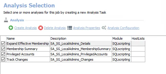 Analysis Tasks for the SG_LocalAdmins Job
