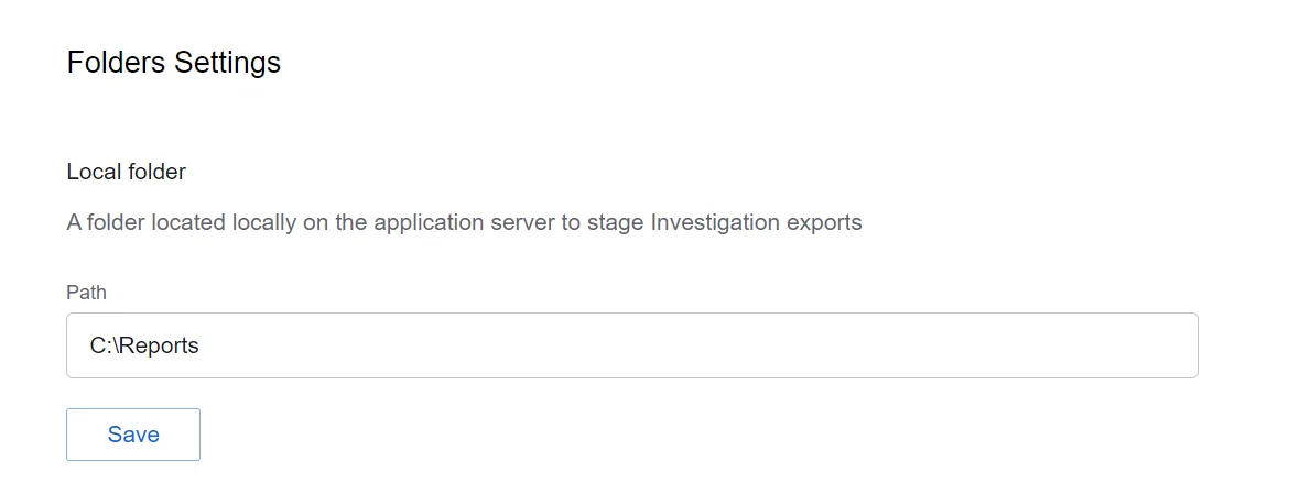 Local Folder settings on the Folder Settings page