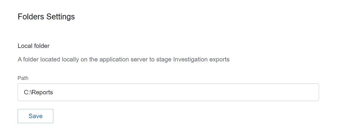 Local Folder settings on the Folder Settings page