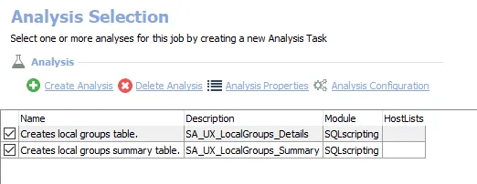 Analysis Tasks for the UX_LocalGroups Job