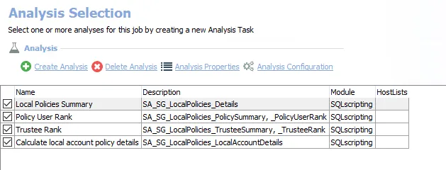 Analysis Tasks for the SG_LocalPolicies Job