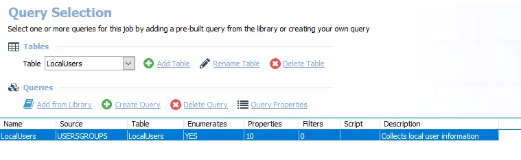 Queries for the SG_LocalUsers Job