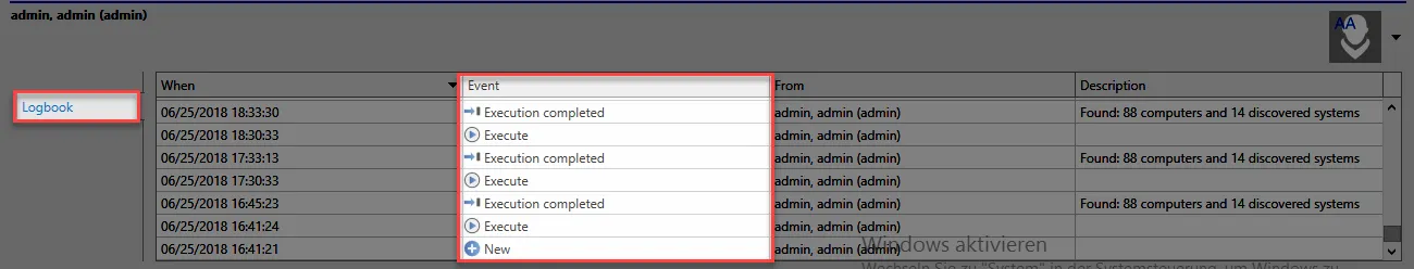 logbook in footer