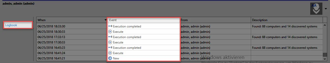 logbook in footer