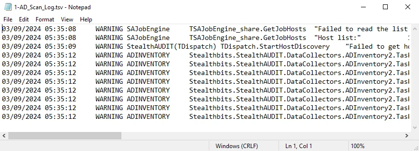 Log file in Notepad