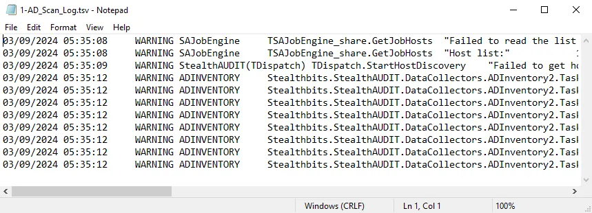 Log file in Notepad