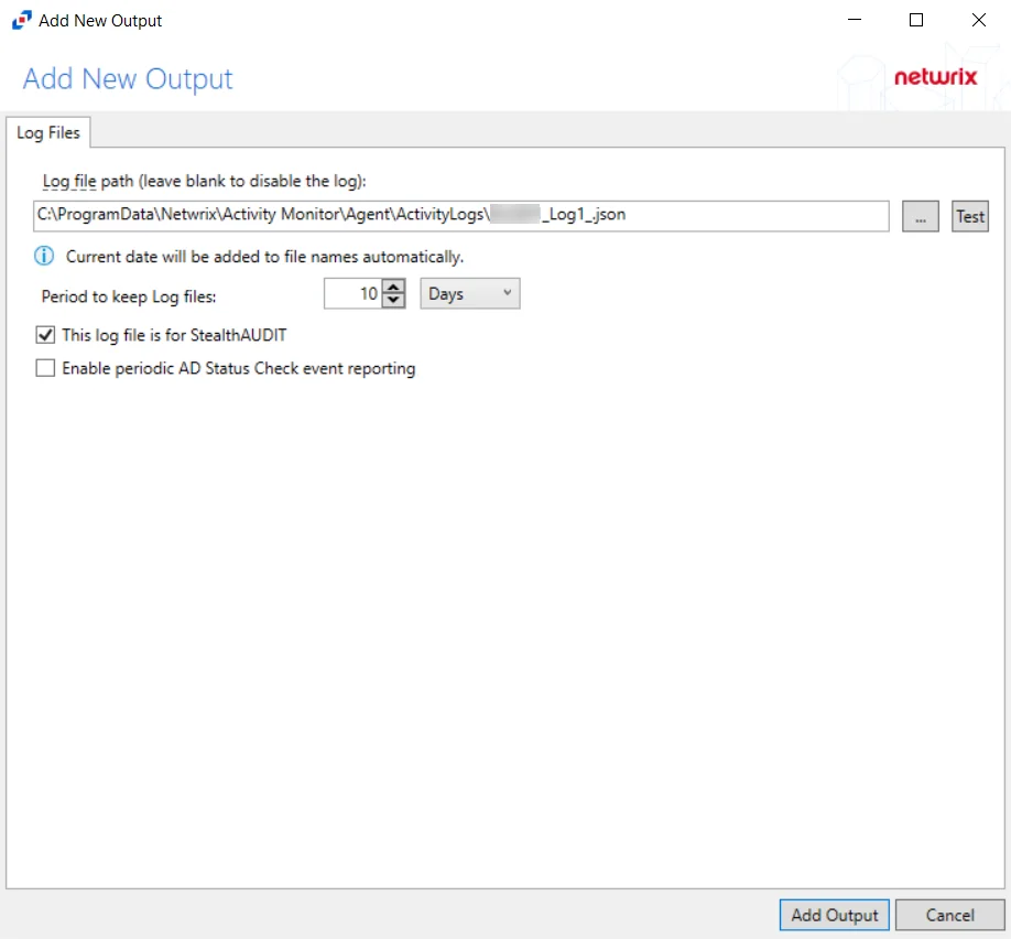 Log Files configuration