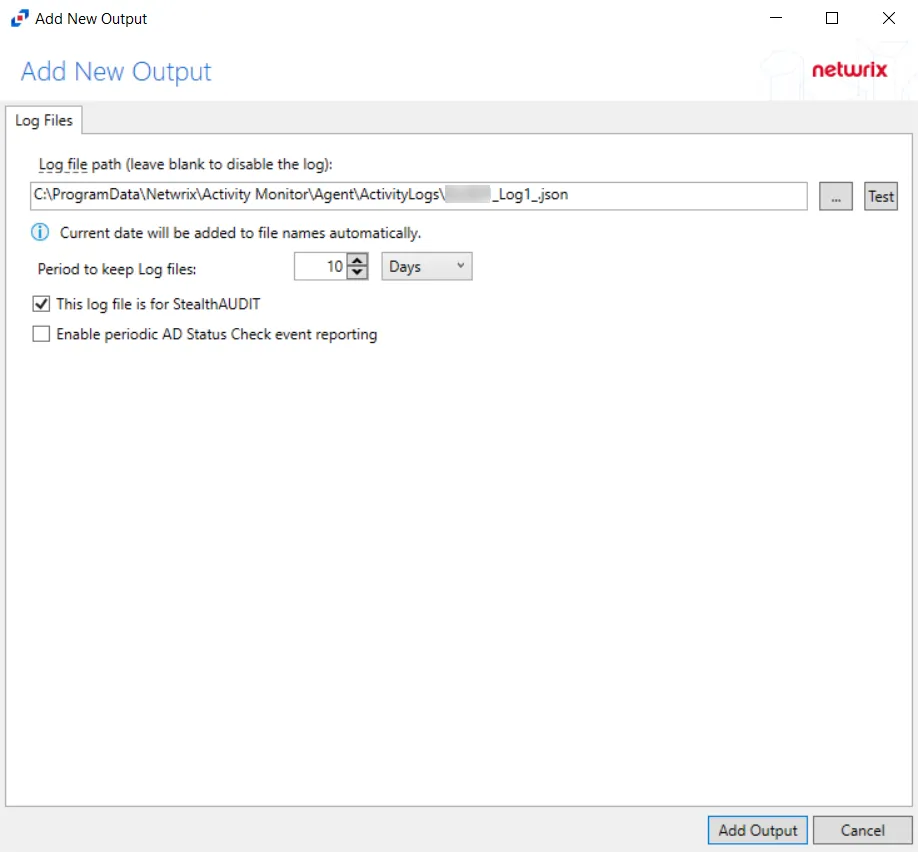 Log Files configuration