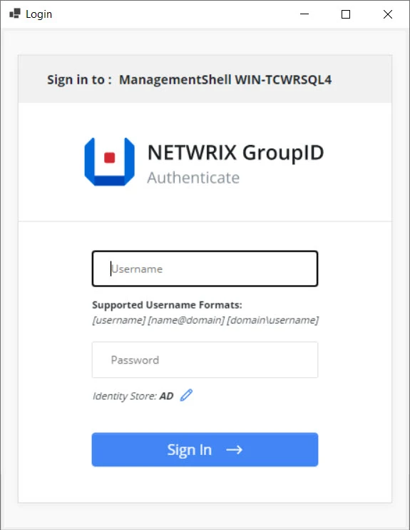 Login page