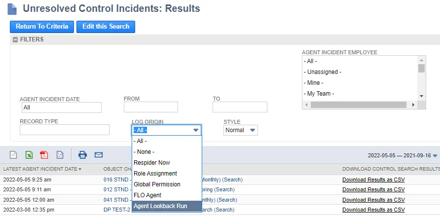 Filter Incident Results on Lookback Run