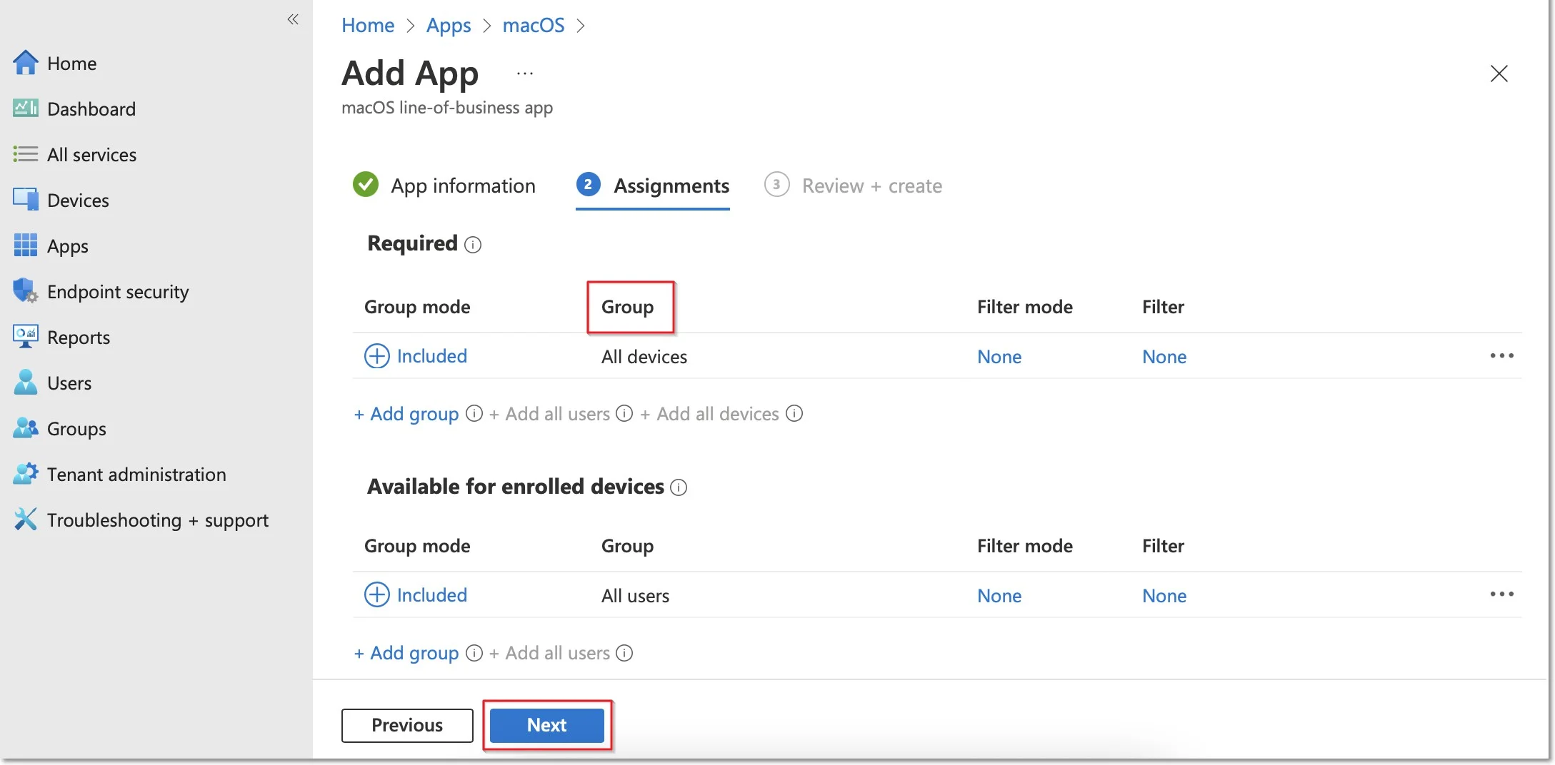 Selecting the group for which you want to deploy the Endpoint Protector client