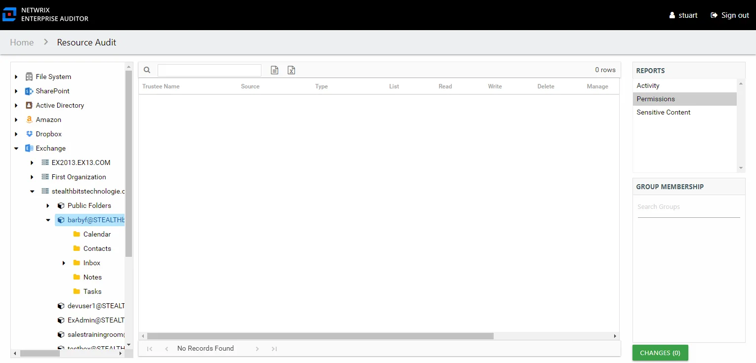 Permissions report at the mailbox and folder level
