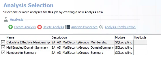 Analysis Tasks for the AD_MailSecurityGroups Job